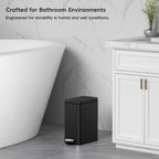 EKO Stella 6 L/1.6 Gal Small Bathroom Step Trash Can - Matte Black – Crafted for Bathroom Environments - Engineered for durability in humid and wet conditions