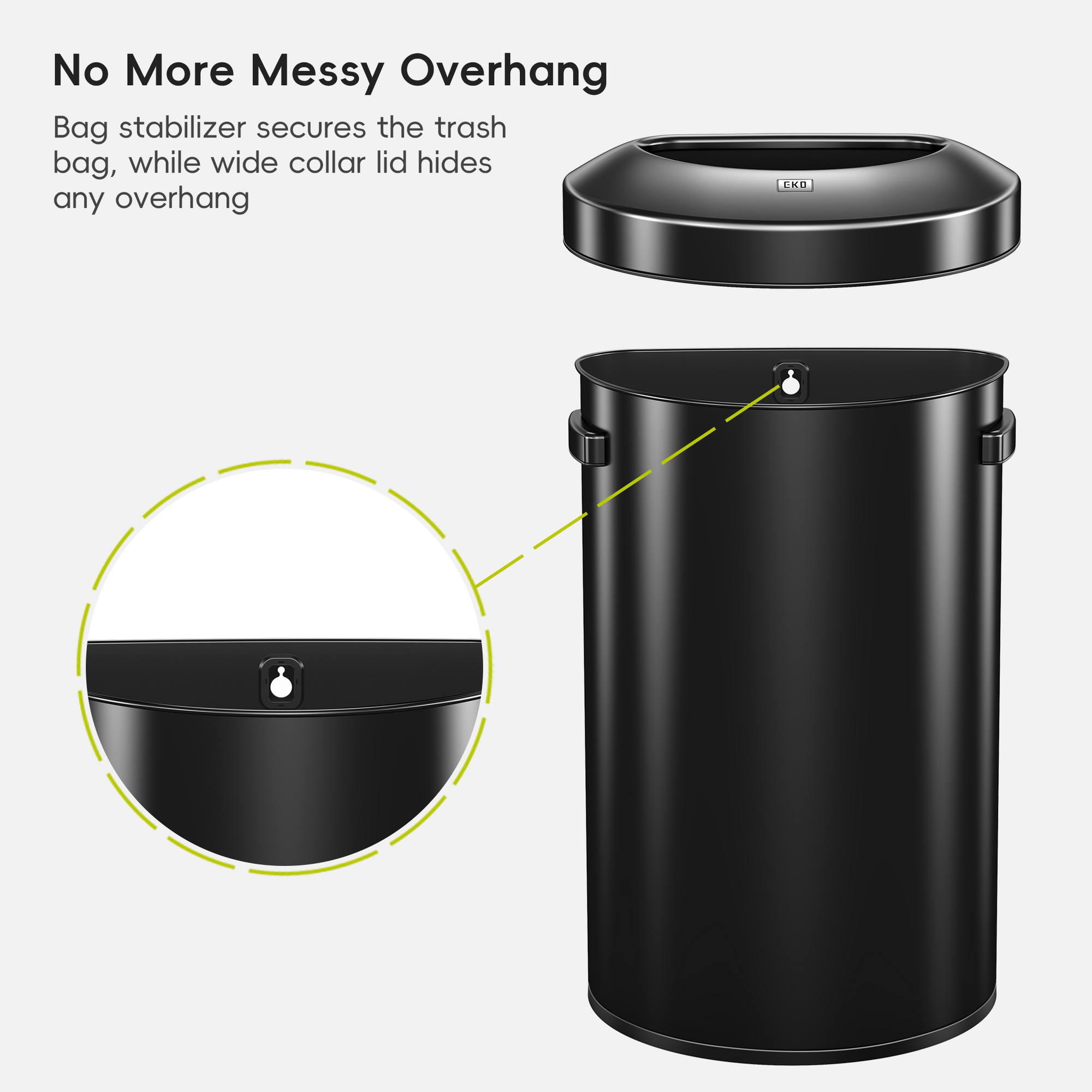 Urban Semi-Round Open Top Can Commercial Grade – 80L / 21 Gal-Matte Black