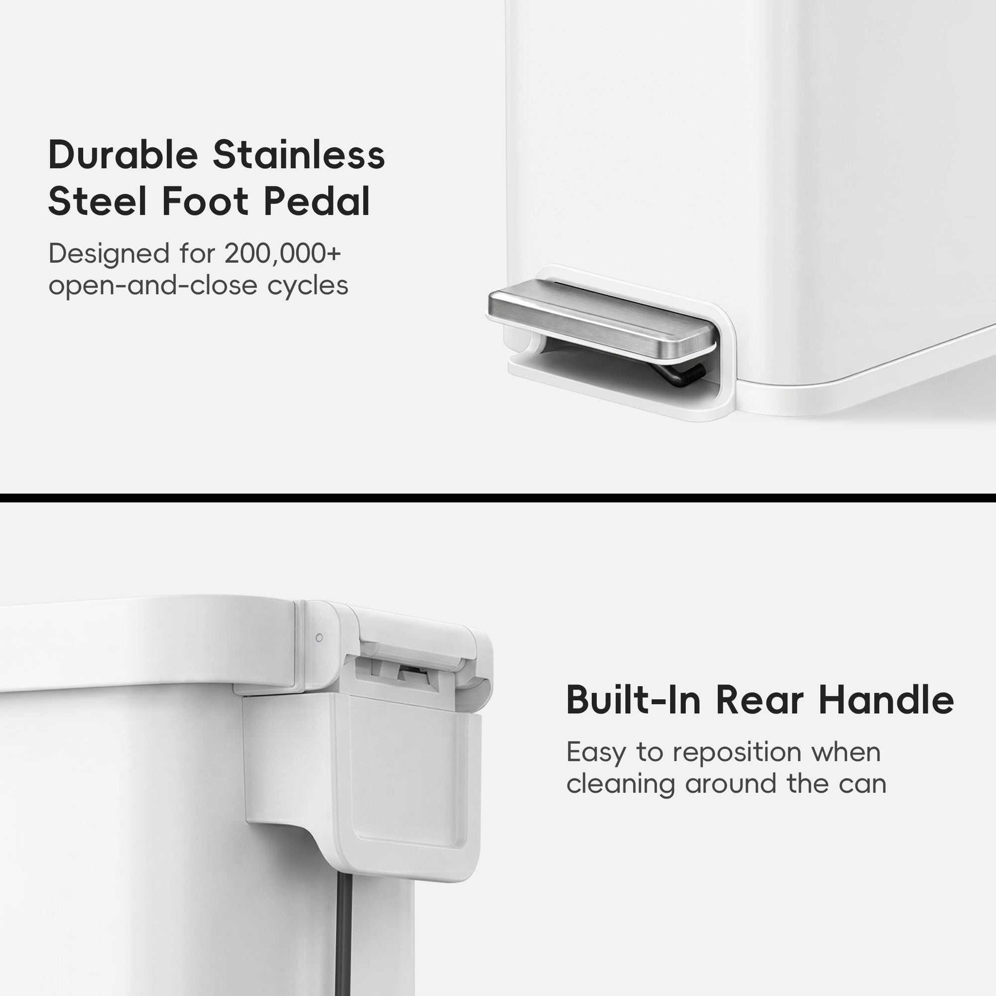 Hudson Slim 50 Liter / 13 Gallon Matte White Step Trash Can with Lid
