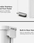 Hudson Slim 50 Liter / 13 Gallon Matte White Step Trash Can with Lid