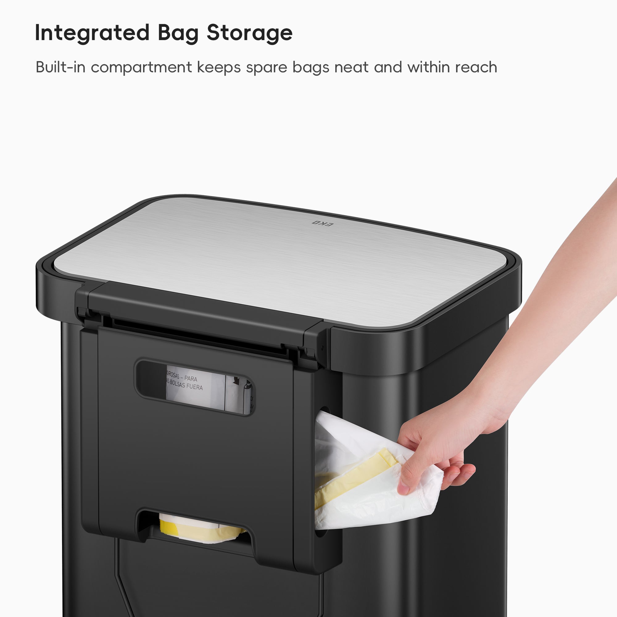 Hudson  50 Liter / 13 Gallon Step Can with Bag Compartment - Matte Black