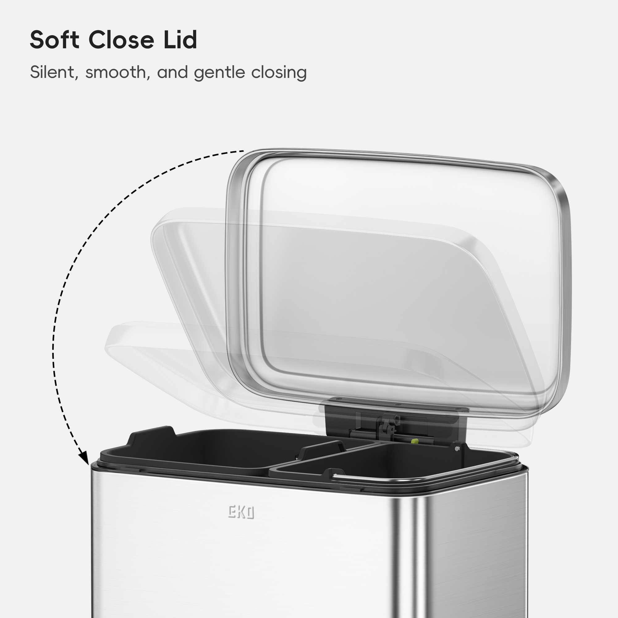 Maxwell Dual Compartment 20L+25L Step Trash Can, Brushed Stainless