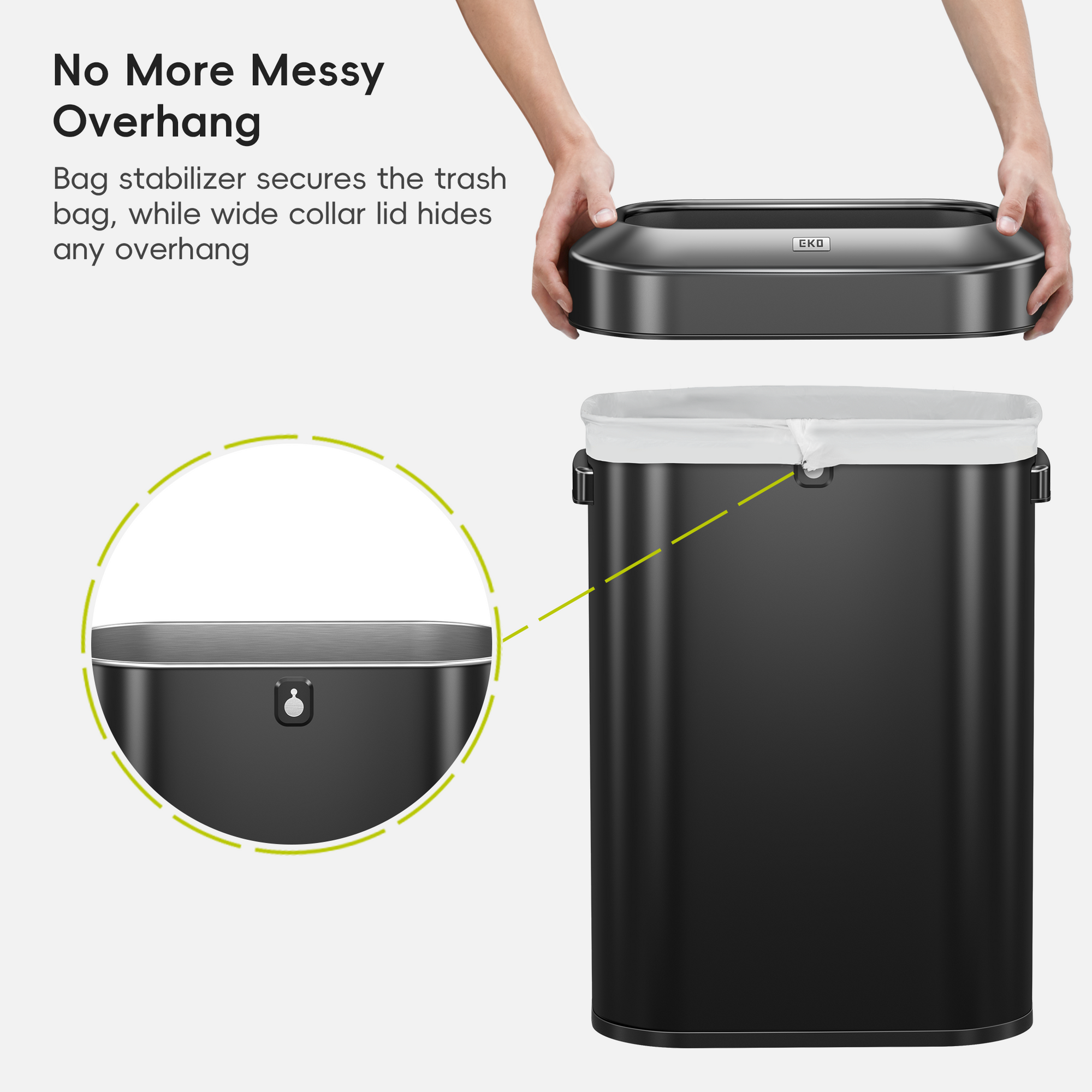 Urban Slim Open Top Can Commercial Grade - 60L / 16 Gal-Matte Black