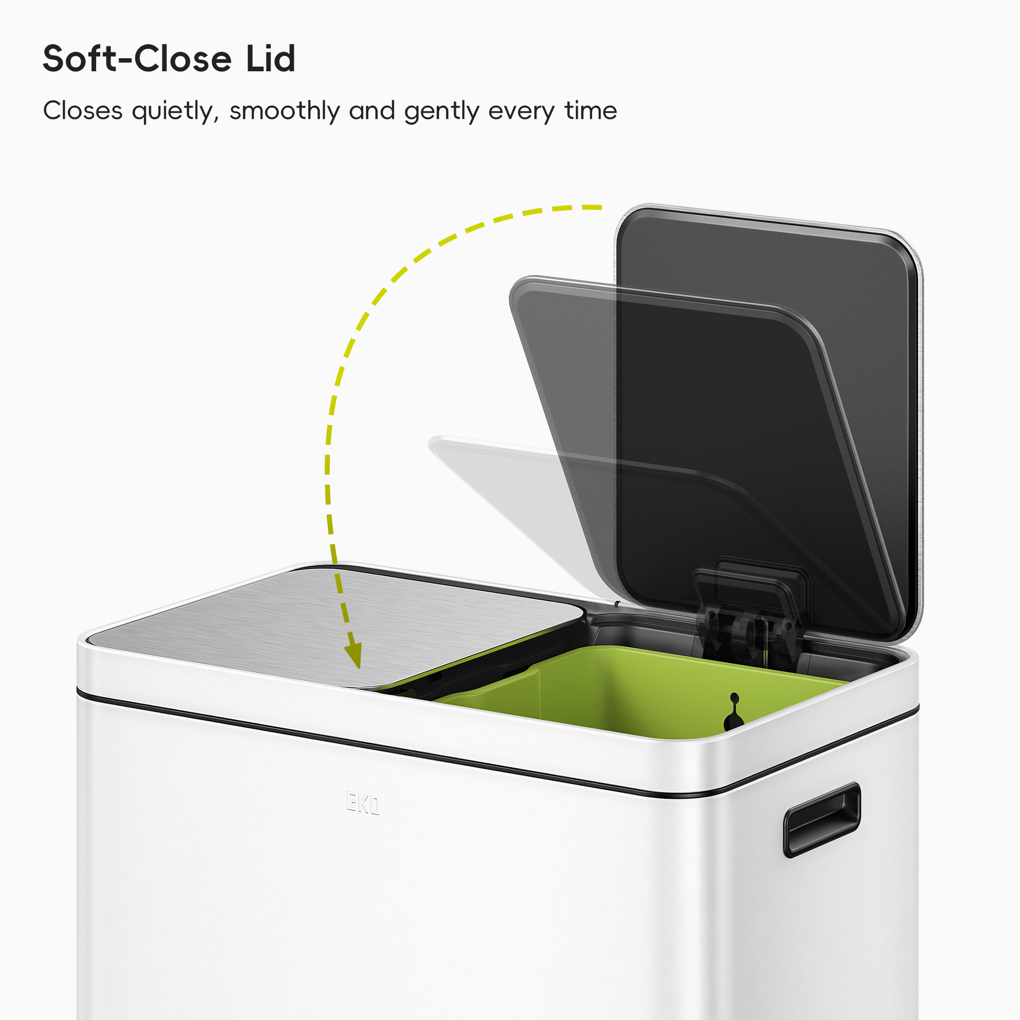 Edison 8+8 Gal Kitchen Trash Can with Dual Removable Liners-Matter White