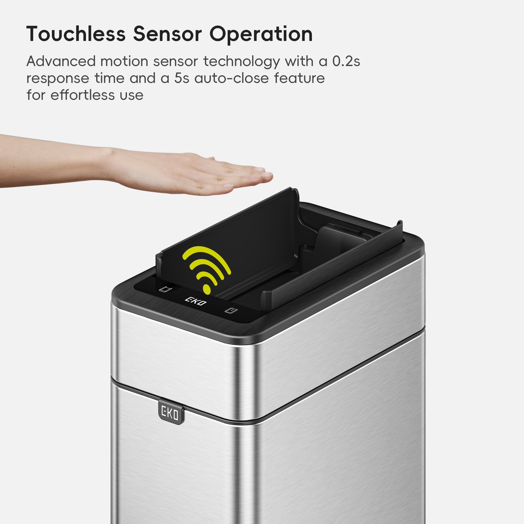 Phantom Pro 10 L / 2.6 Gal Dual Wing Lid Sensor Bin Matte Stainless Steel