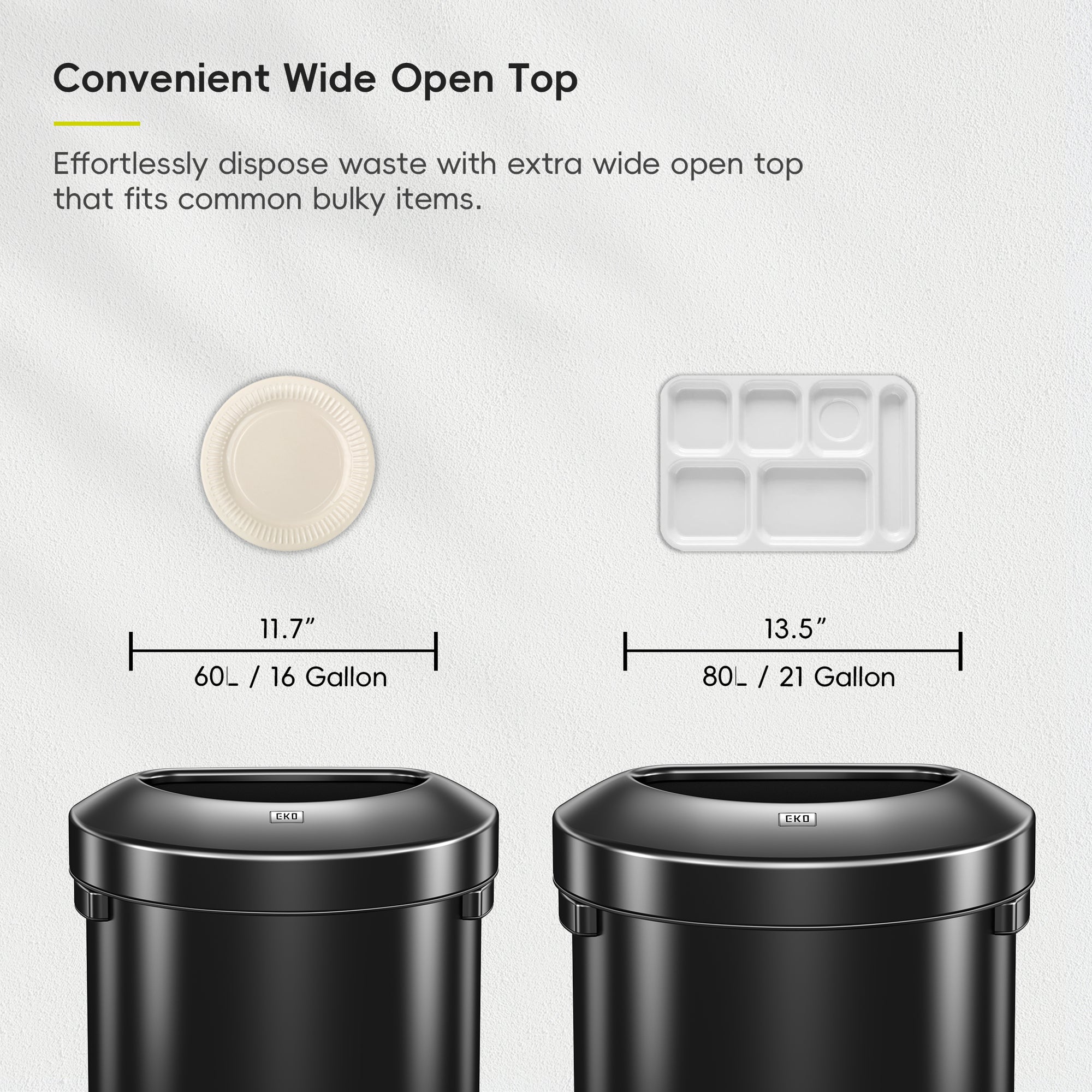 Urban Semi-Round Open Top Can Commercial Grade – 60L / 16 Gal-Matte Black