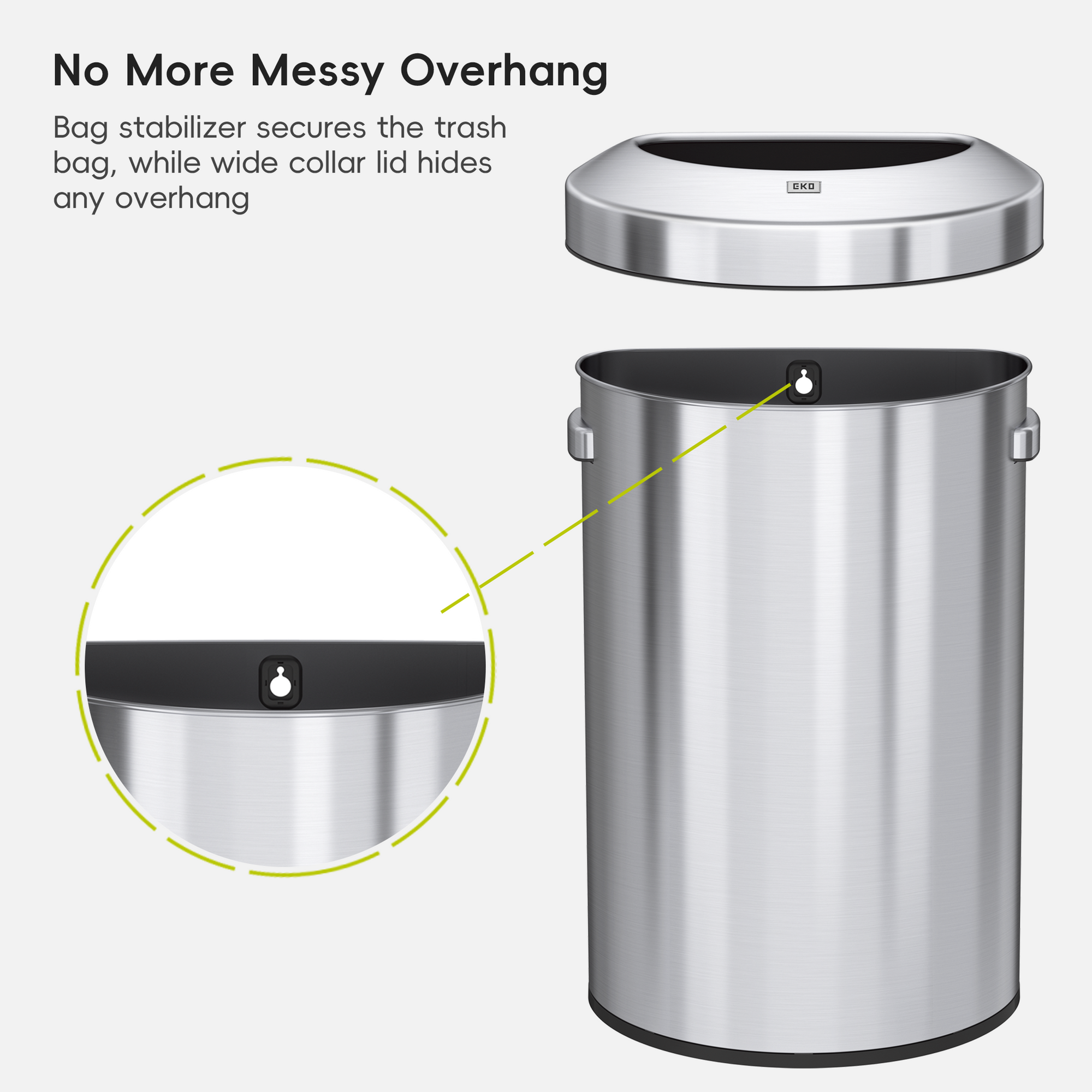 Urban 21 Gallon Semi-Round Open Top Waste Bin, 80L