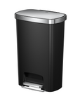 Hana Select 50L / 13 Gallon Plastic Resin Step Kitchen Trash Can - Black