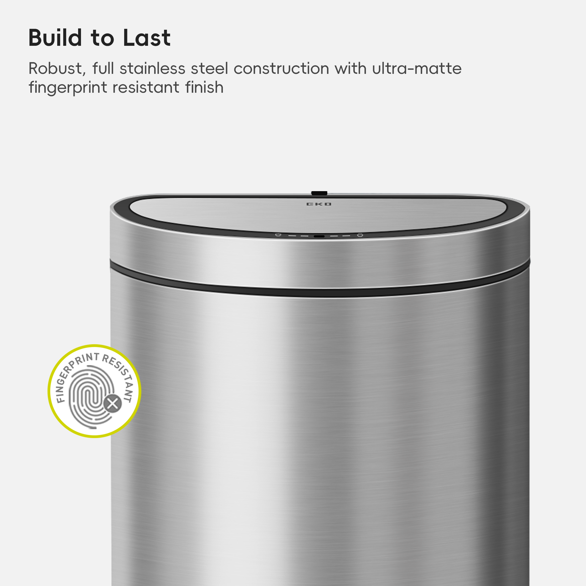 Mirage Semi-Round 47 Liter / 12.4 Gallon Motion Sensor Trash Can - Matte Stainless Steel
