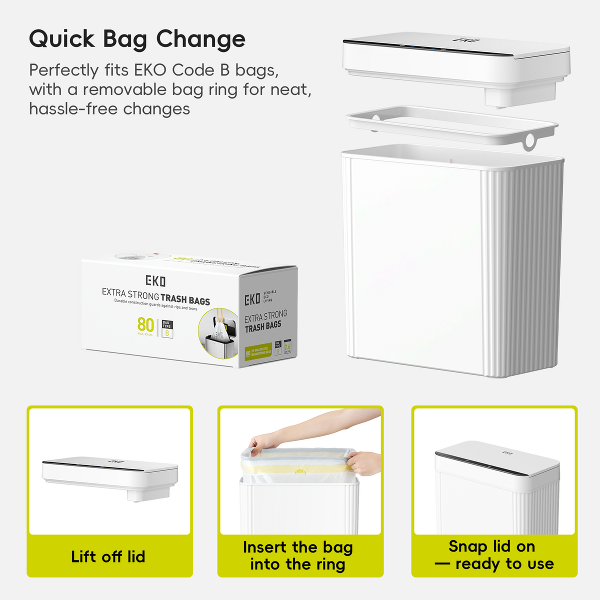 Brio Compact Motion Sensor Trash Can, 10 L