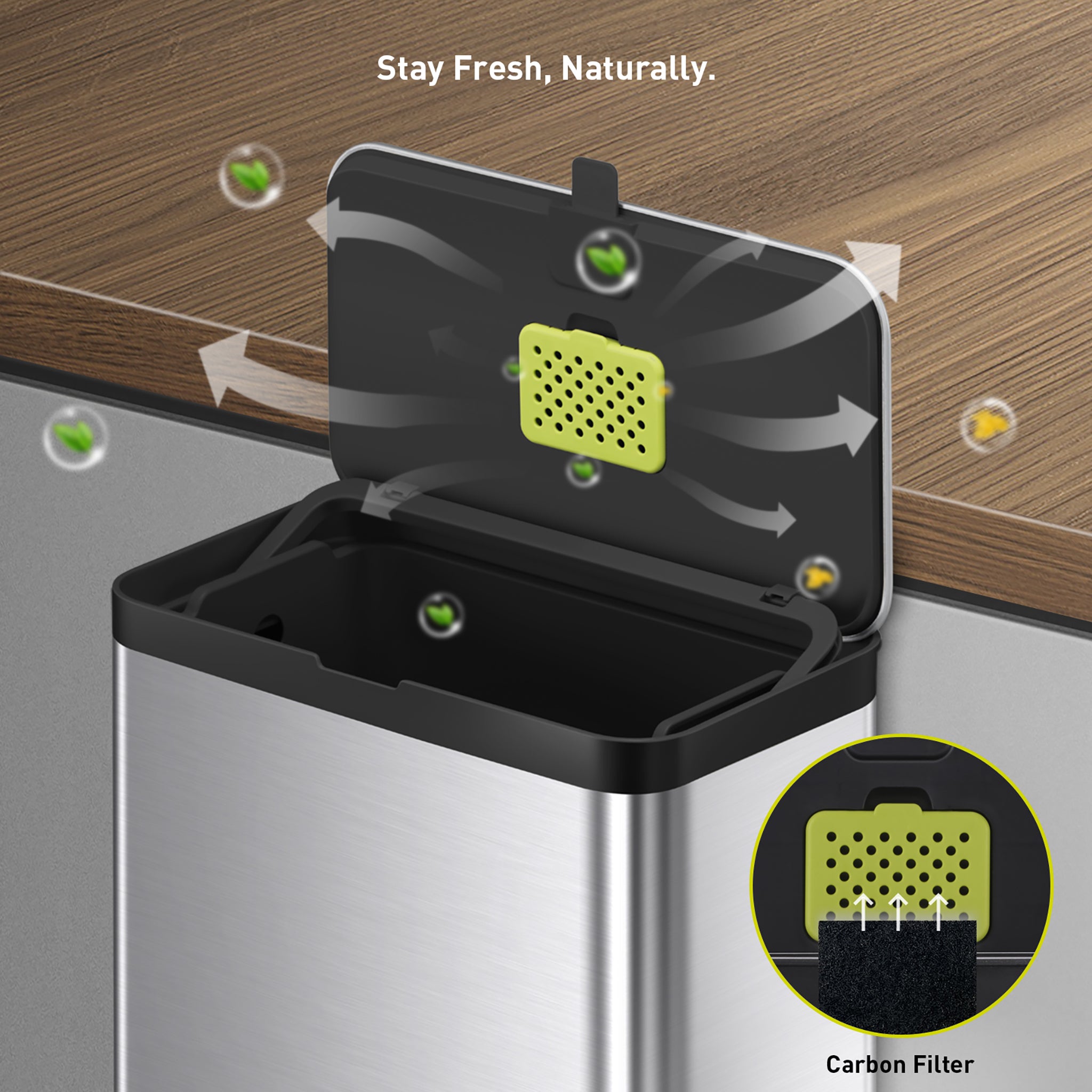Deluxe Puro Compost Bin w/Liner - 7L (Stainless & Black) – Home by EKO