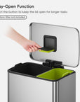 Neo-Cube 28+18L / 7.4+4.8 Gal Dual Compartment Stainless Steel Step Trash Can