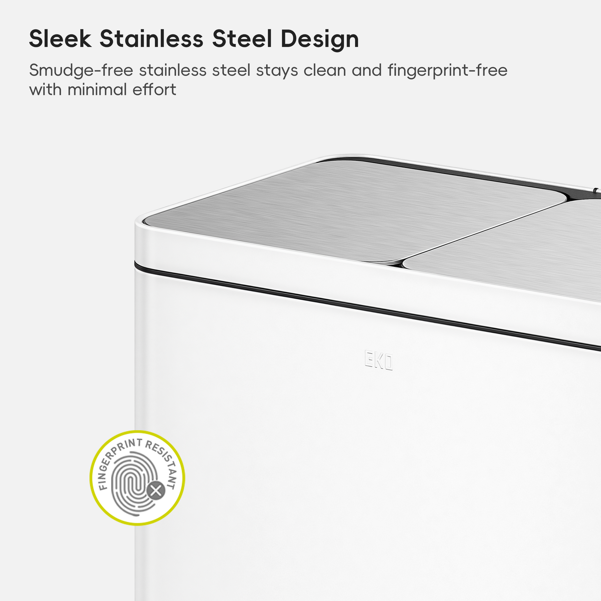 Edison 8+8 Gal Kitchen Trash Can with Dual Removable Liners-Matter White