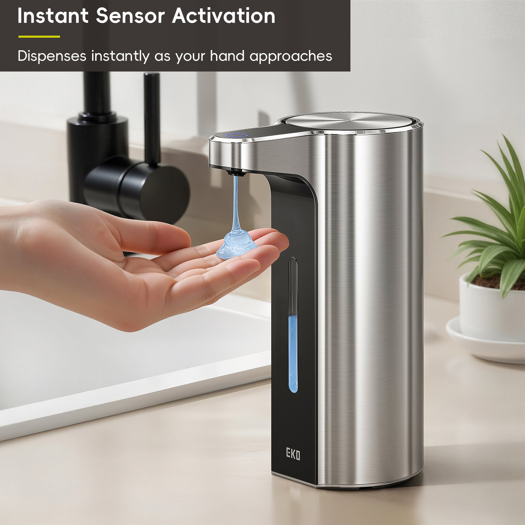 Aroma Pro 13.5 fl oz Touchless Automatic Liquid Soap Dispenser-Stainless Steel