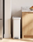 Hudson Slim 50 Liter / 13 Gallon Matte White Step Trash Can with Lid