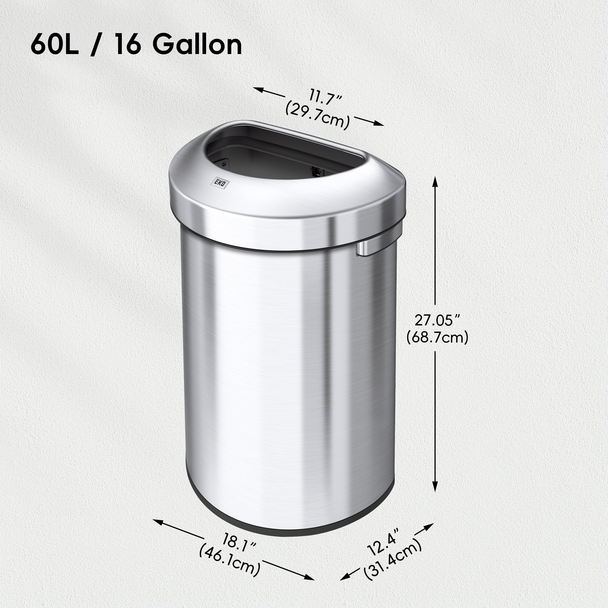 Urban Semi-Round Open Top Can Commercial Grade – 60L / 16 Gal