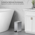 EKO Stella 6 L/1.6 Gal Small Bathroom Step Trash Can - Stainless Steel – Crafted for Bathroom Environments