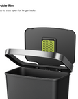 HANA 45L/ 11.9 Gallon Plastic Resin Step Kitchen Trash Can-Black