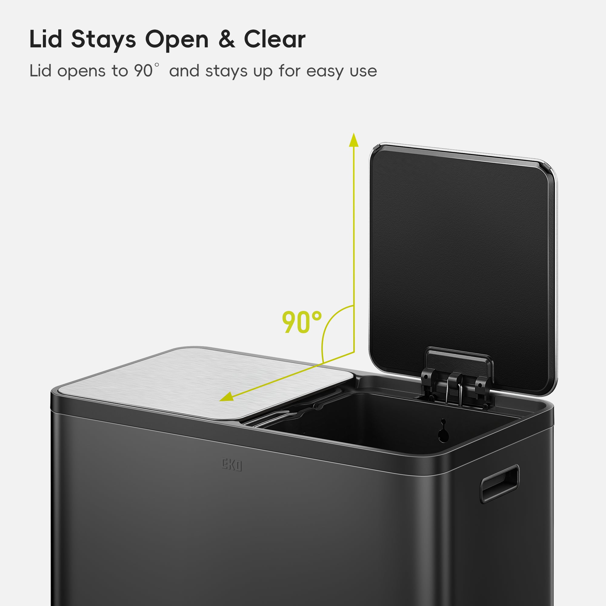 EcoCasa Plus 2 x 10.6 Gal Dual Recycling Trash Can for Kitchen-Matte Black