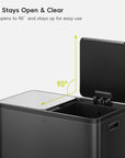 EcoCasa Plus 2 x 10.6 Gal Dual Recycling Trash Can for Kitchen-Matte Black