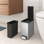 EKO EcoCasa II Slim Step Trash Can with Liner - 6L / 1.6 Gal - Matte Stainless Steel – Removable Liner