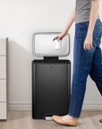 Maxwell Step On Foot Pedal Trash Can, 13.2 Gallon/50L Matte Black Steel