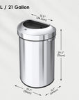 Urban 21 Gallon Semi-Round Open Top Waste Bin, 80L