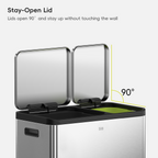 EcoCasa Dual Compartment Step Recycling Can, 30+20 L