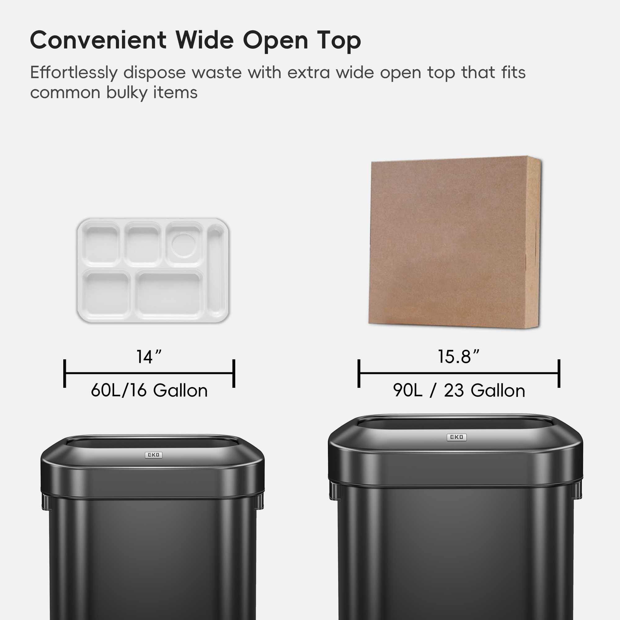 Urban Slim Open Top Can Commercial Grade - 90L / 23.7 Gal-Matte Black