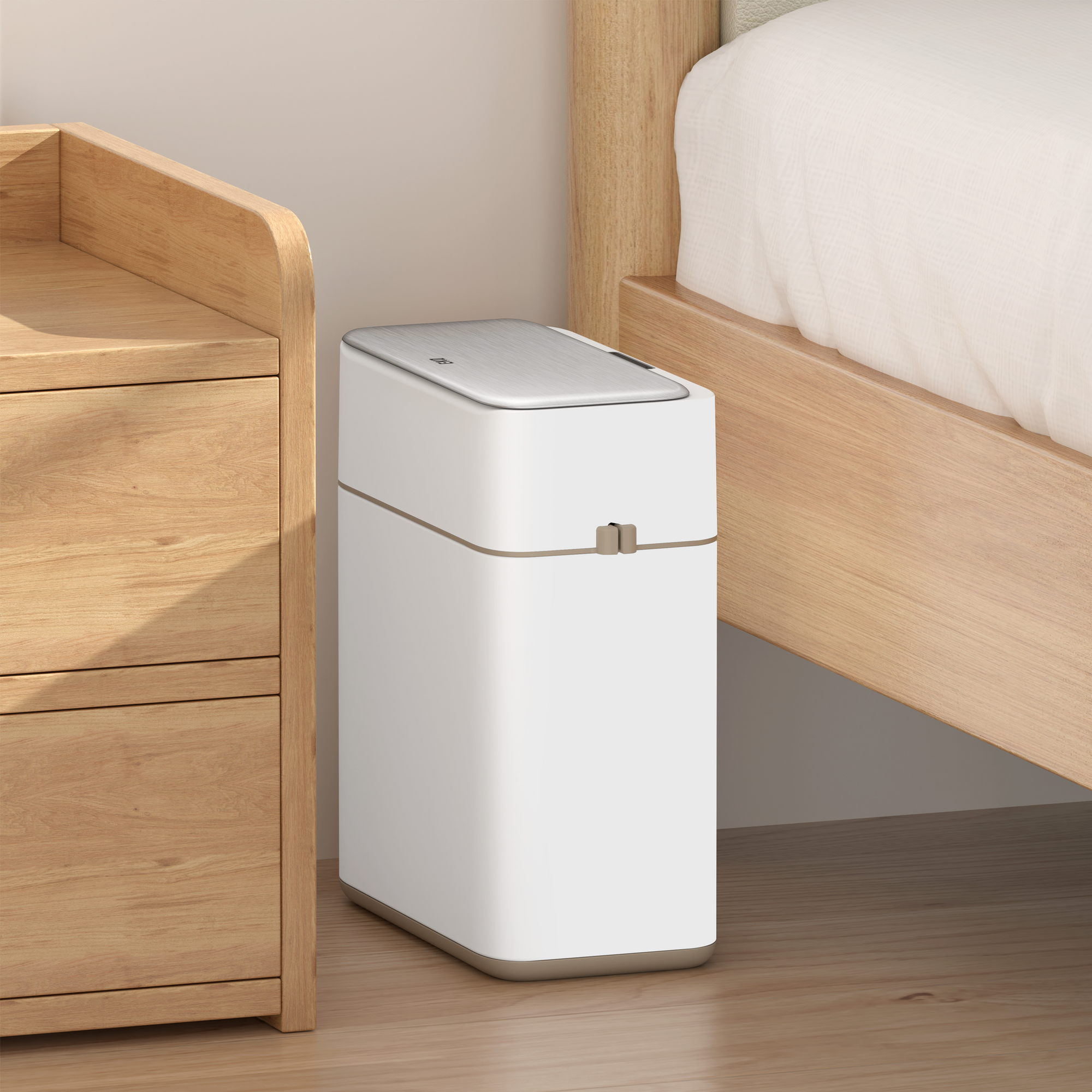 Bono Sensor Bathroom Trash Can with Lid - 8L/2.1 Gallon-White