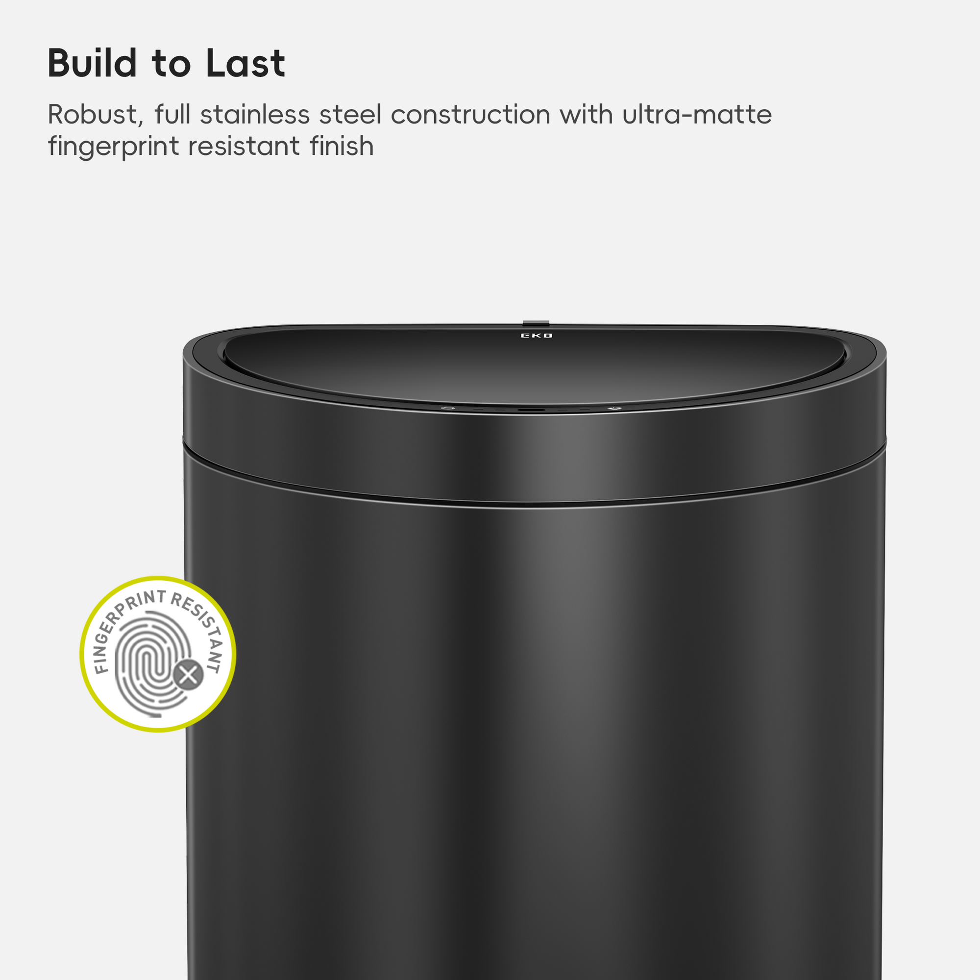 Mirage Semi-Round 47 Liter / 12.4 Gallon Motion Sensor Trash Can - Matte Black