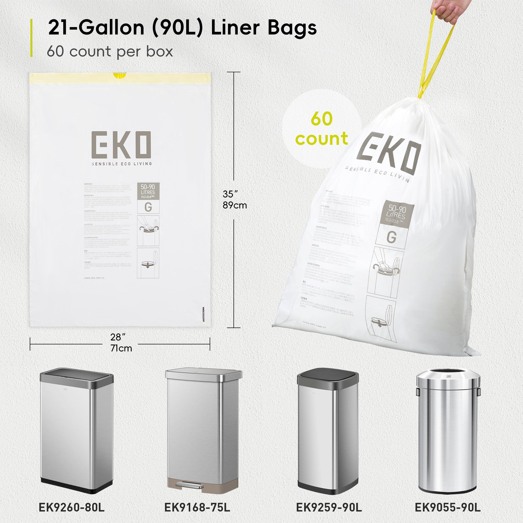 Code G - 21 Gallon Easy-Dispense Roll Trash Bag - 60 Count (80L) -Fresh Floral Scent