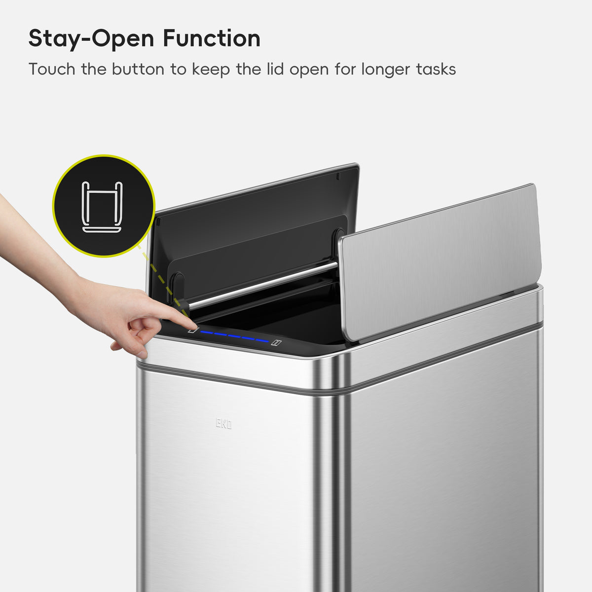 Deluxe Phantom Motion Sensor Trash Can Stainless Steel 45 L / 11.9 Gal