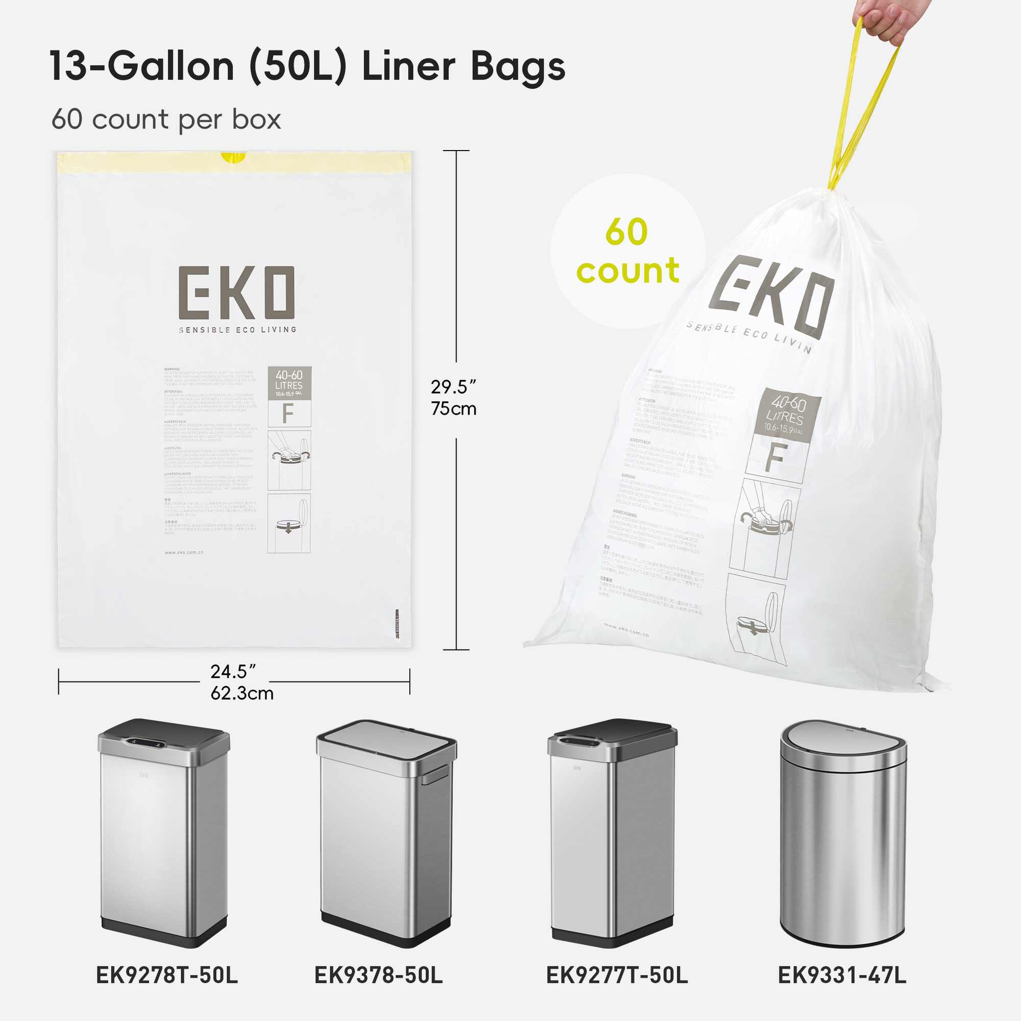 Code F - 13 Gallon  Easy-Dispense Roll Trash Bag - 240 Count