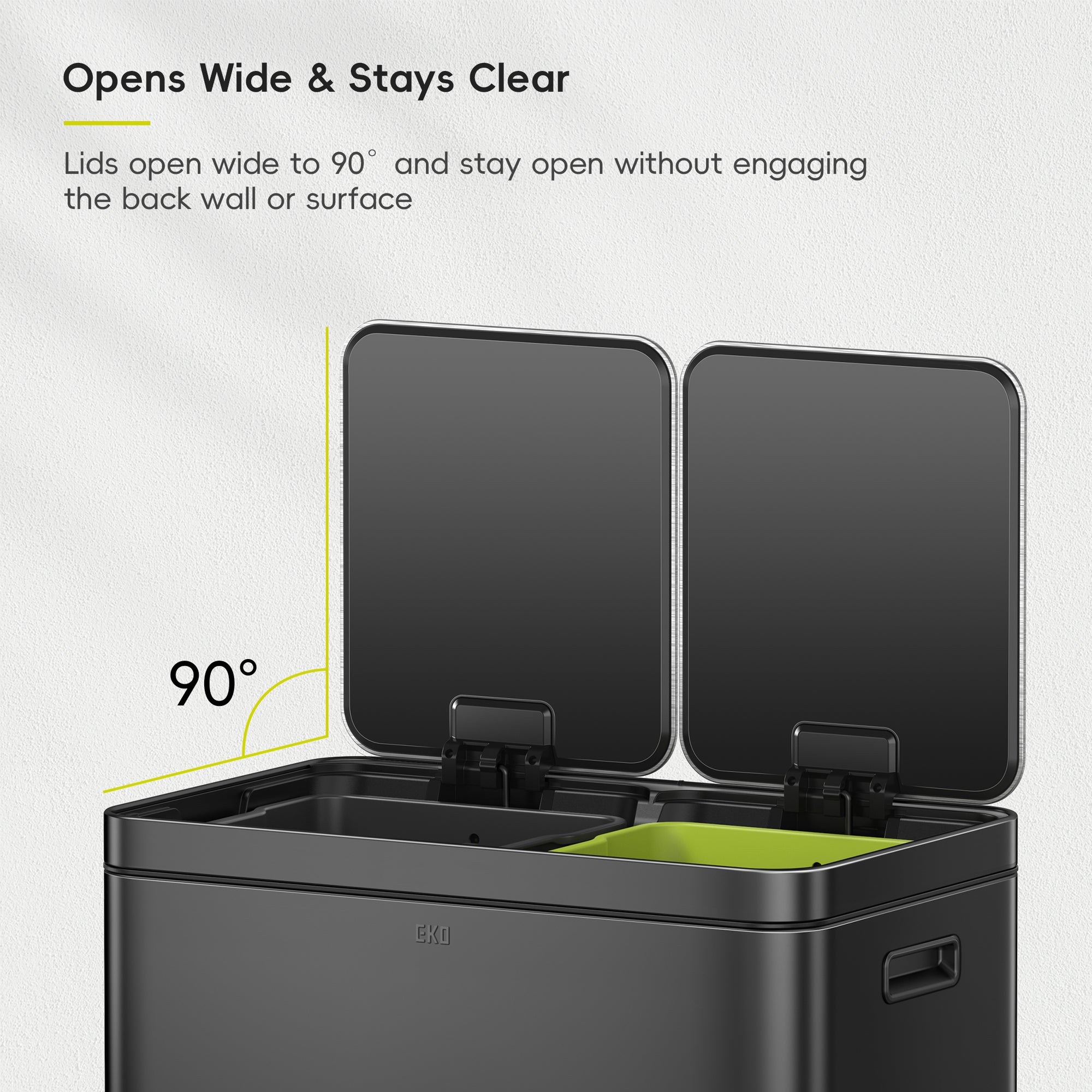 EcoCasa II Step Recycling Can - Dual Compartment 36L+24L-Matte Black