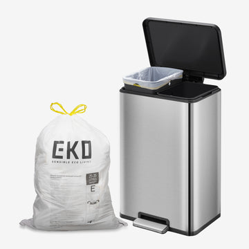  EKO Easy-Dispense Roll of 60 Count Extra-Strong Drawstring  Kitchen Trash Bags - 13 Gallon Garbage Bags (40L-60L) 60 pack, Code F :  Health & Household