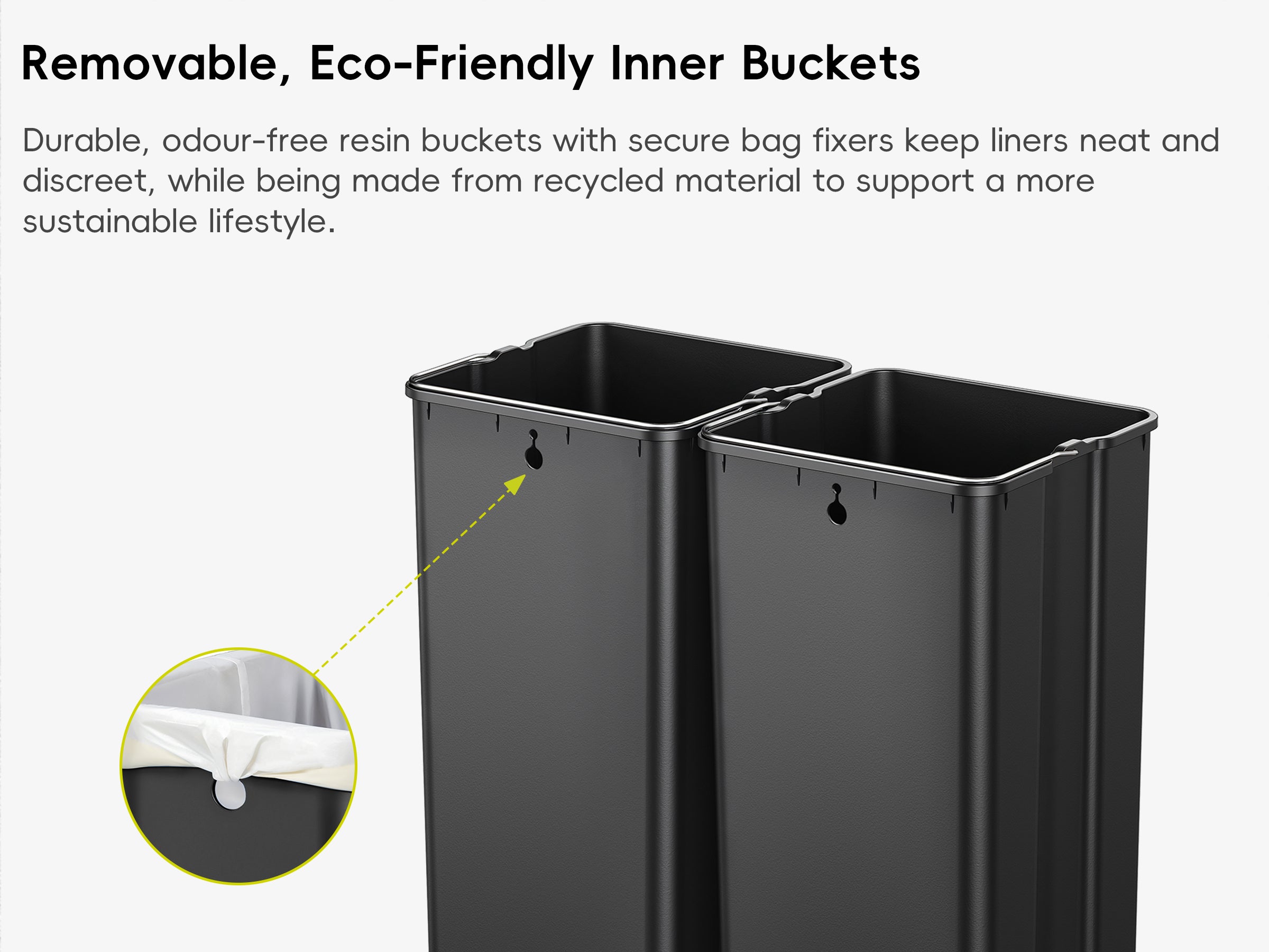 eko　0226 EcoCasa Plus 2 x 10.6 Gal Dual Recycling Trash Can for Kitchen