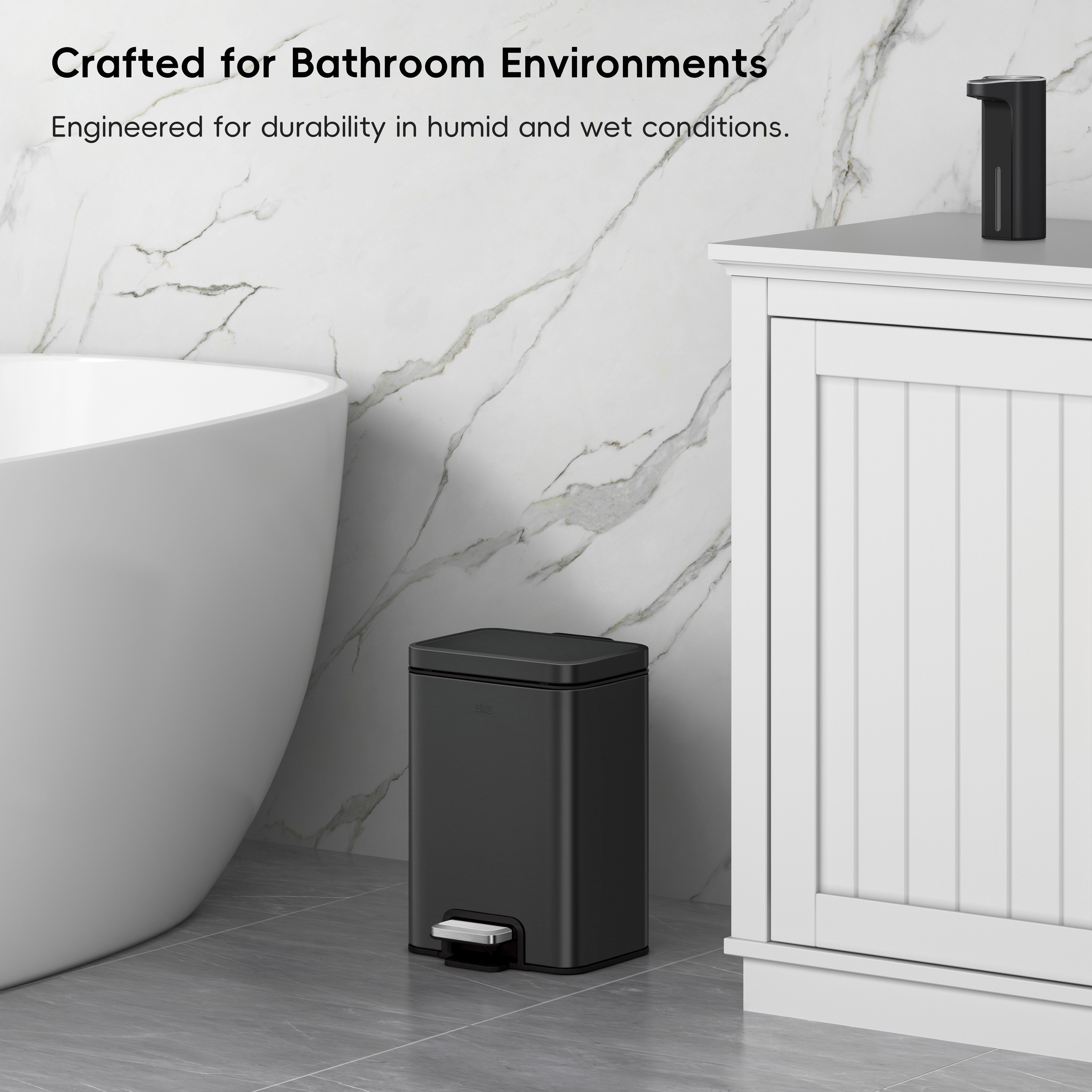 Madison Step Can With Liner - 6L / 1.6 Gal,Matte Black – Home by EKO
