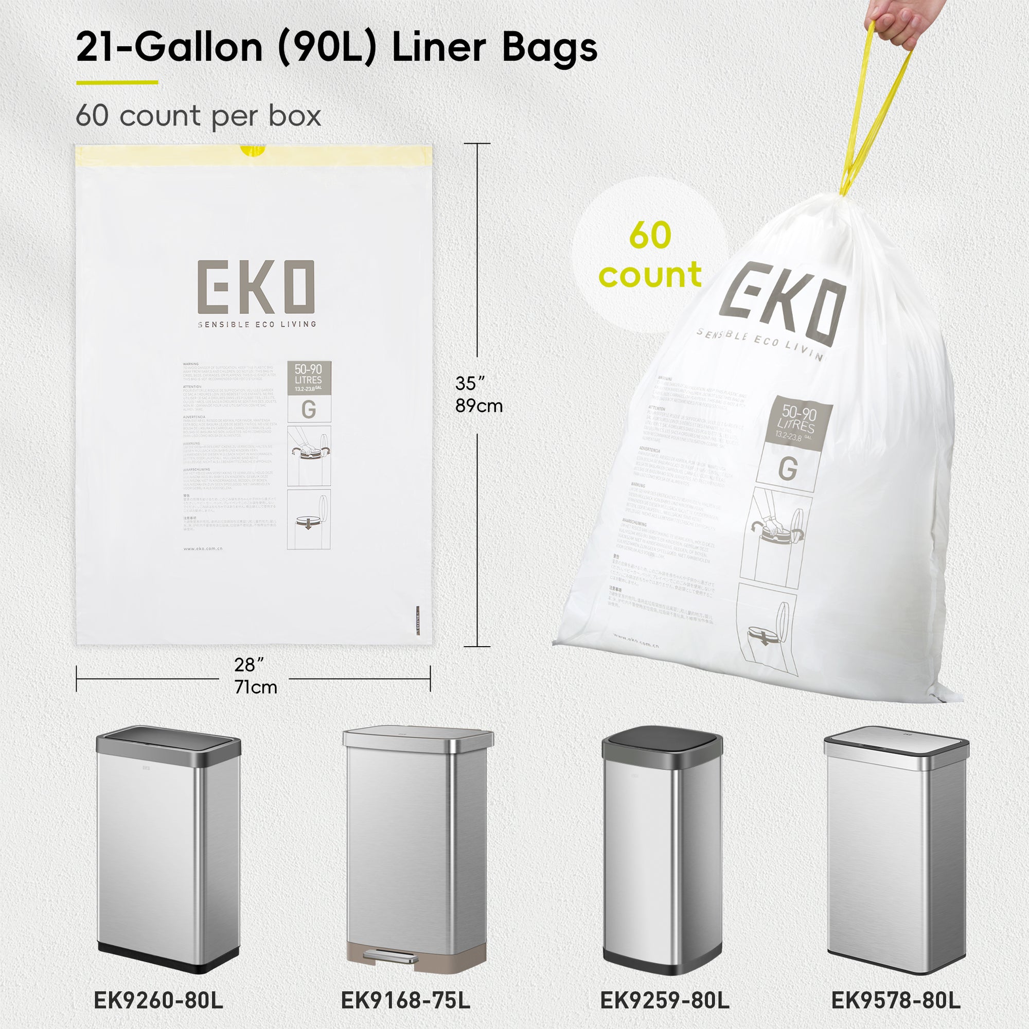 Code G -21 Gallon Easy-Dispense Roll Trash Bag - 60 Count-Lemon Scent