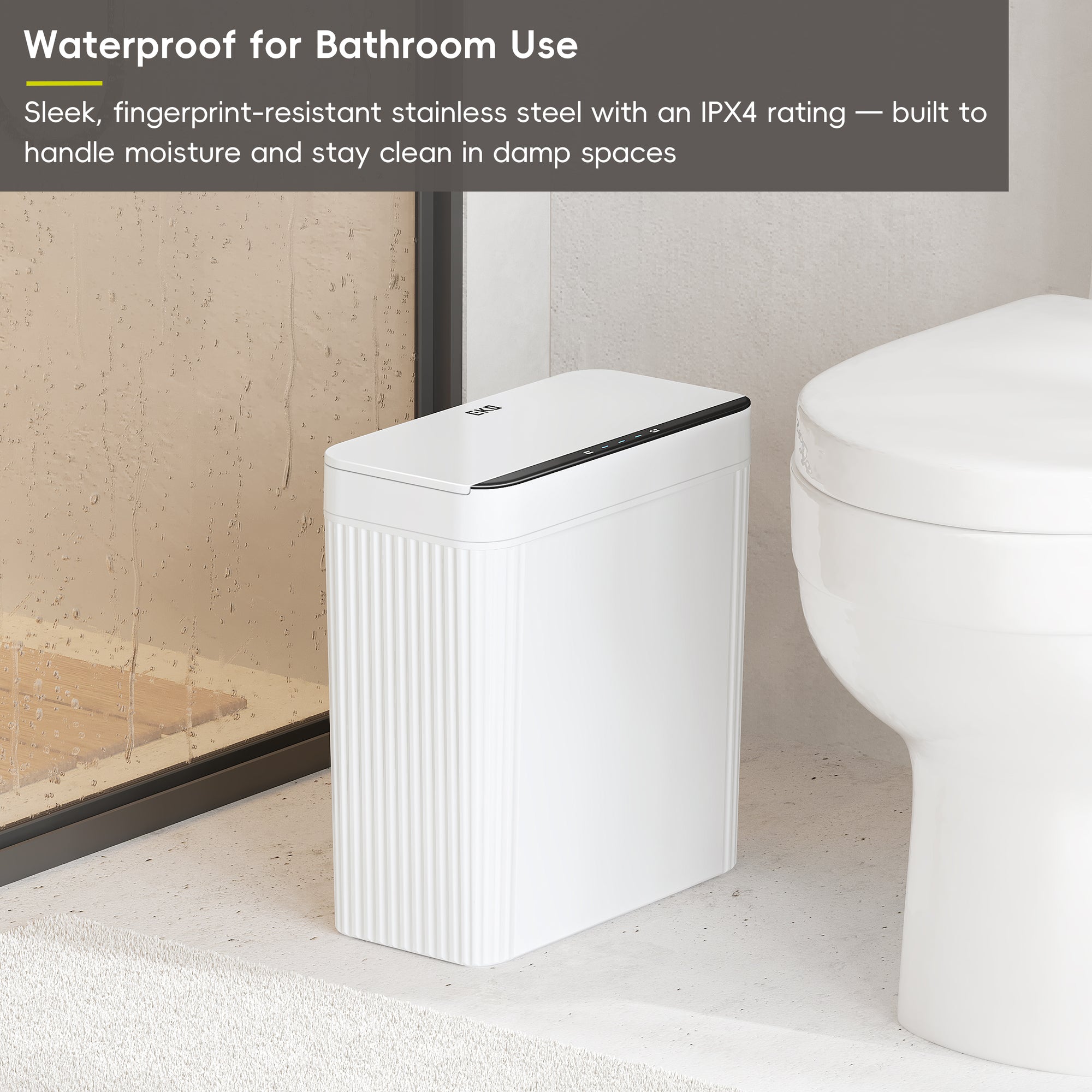 Brio 10L / 2.6 Gallon in White Compact Design Motion Sensor Trash Can