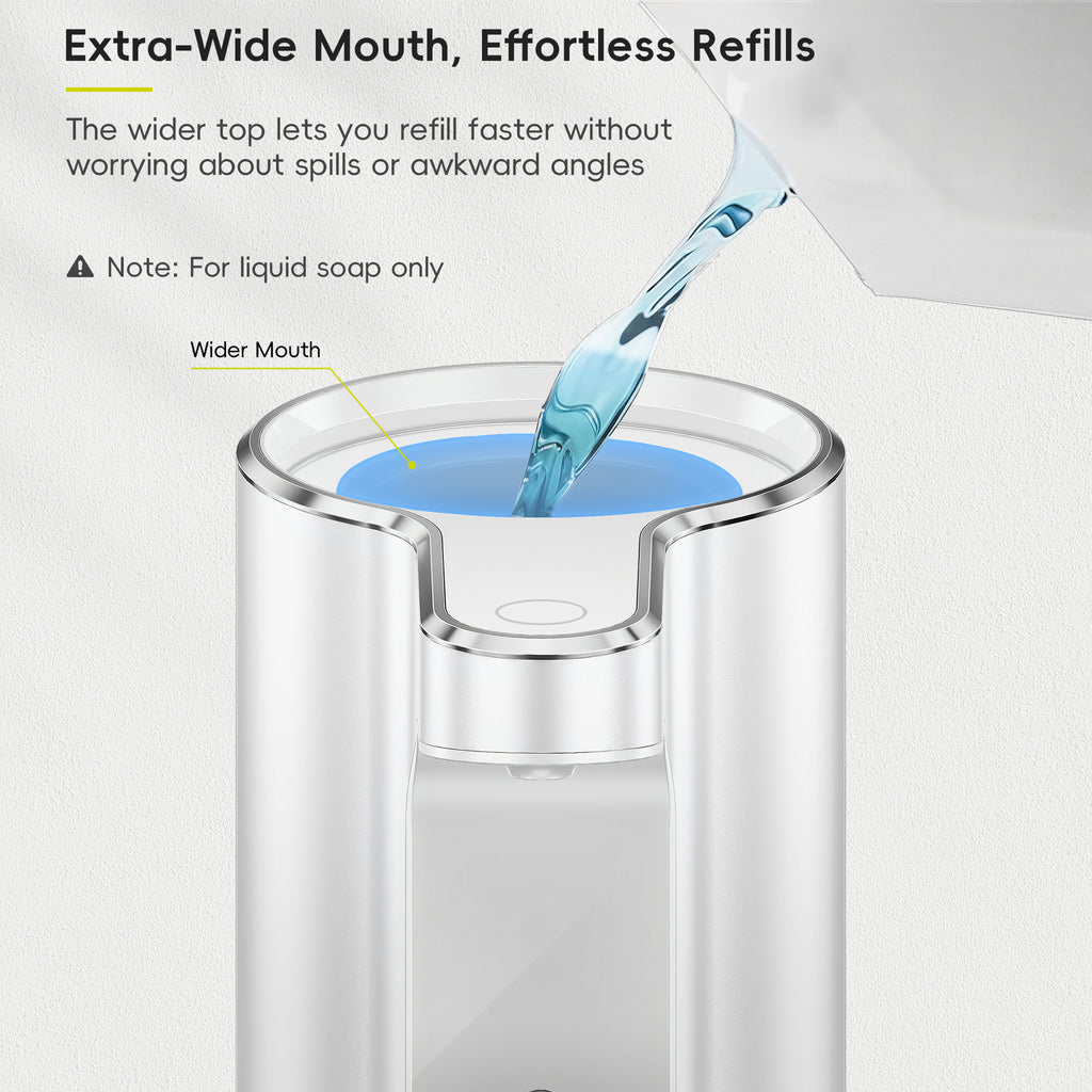 EKO Aroma Pro 13.5 fl oz Touchless Automatic Liquid Soap Dispenser-Matte White – Extra-Wide Mouth, Effortless Refills