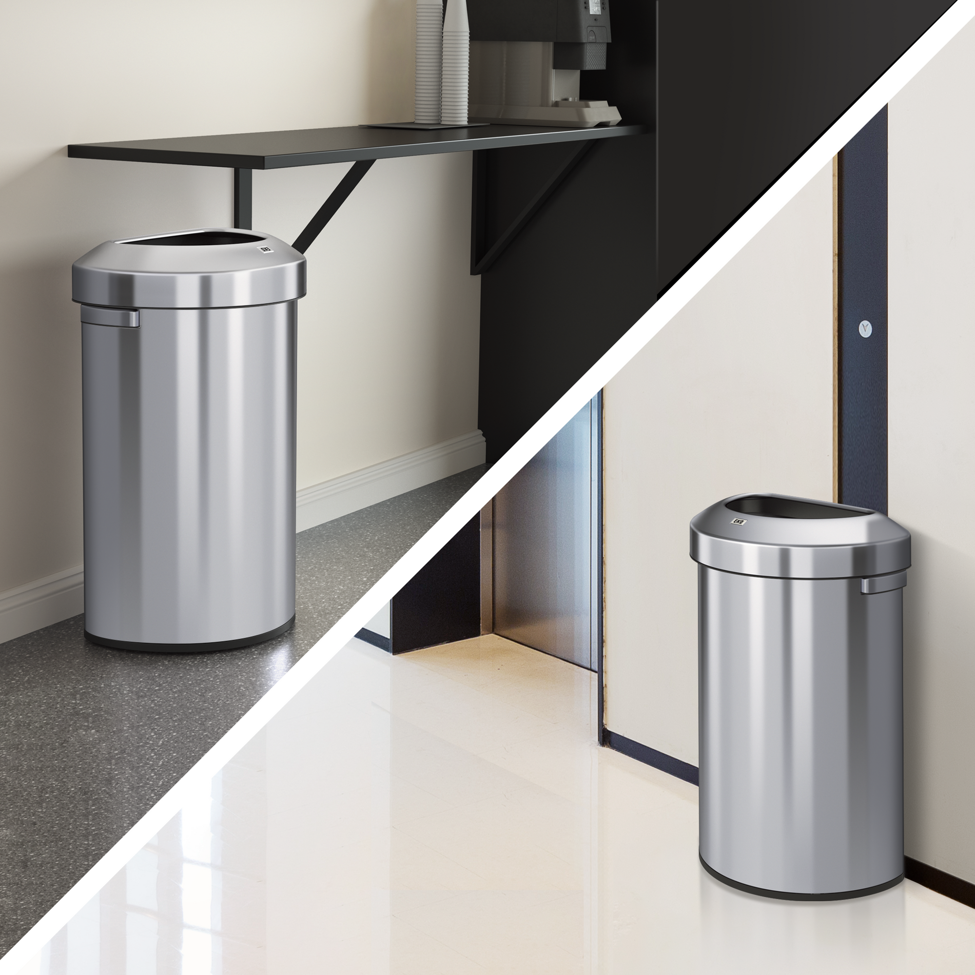 Urban 21 Gallon Semi-Round Open Top Waste Bin, 80L