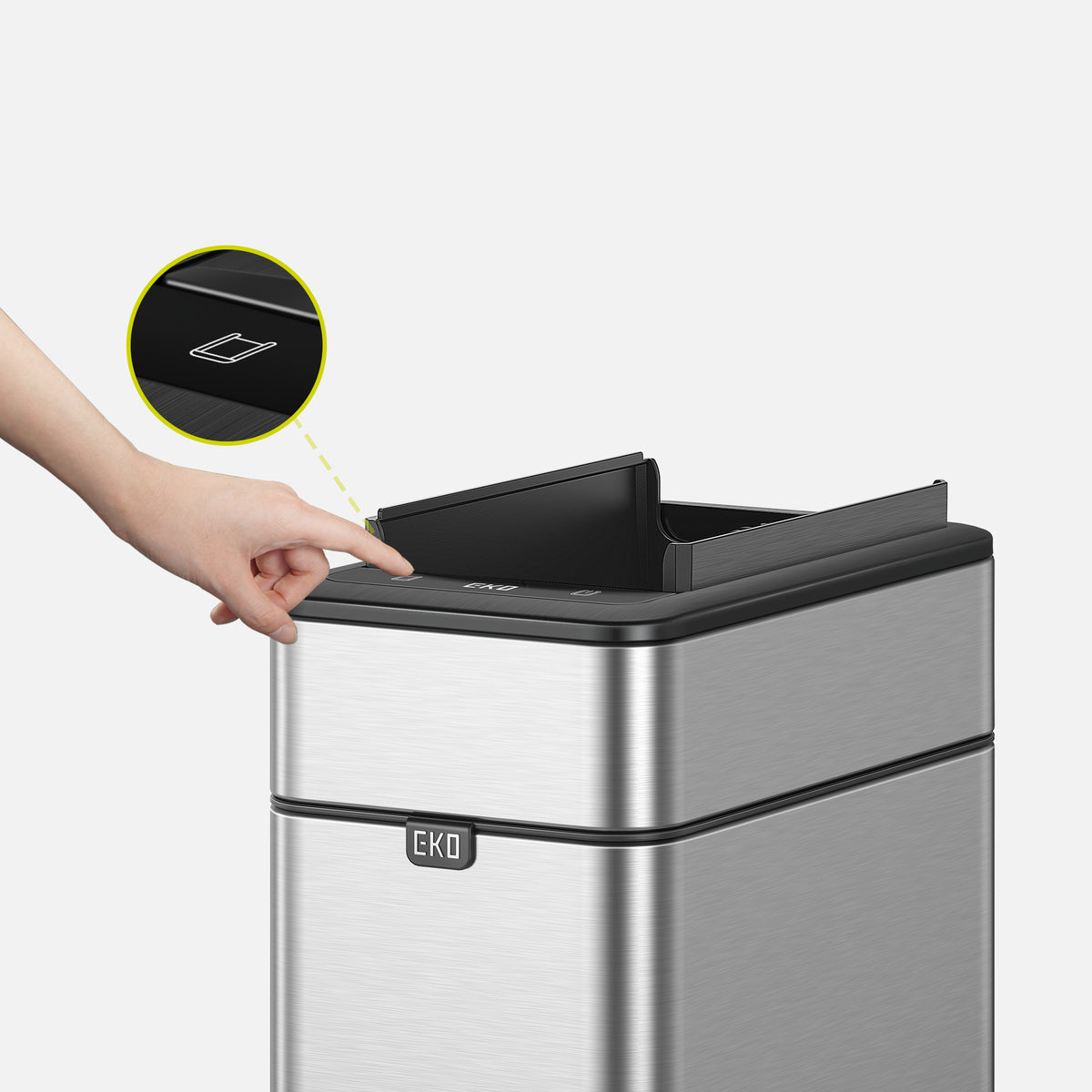 Phantom Pro 10 L / 2.6 Gal Dual Wing Lid Sensor Bin Matte Stainless Steel
