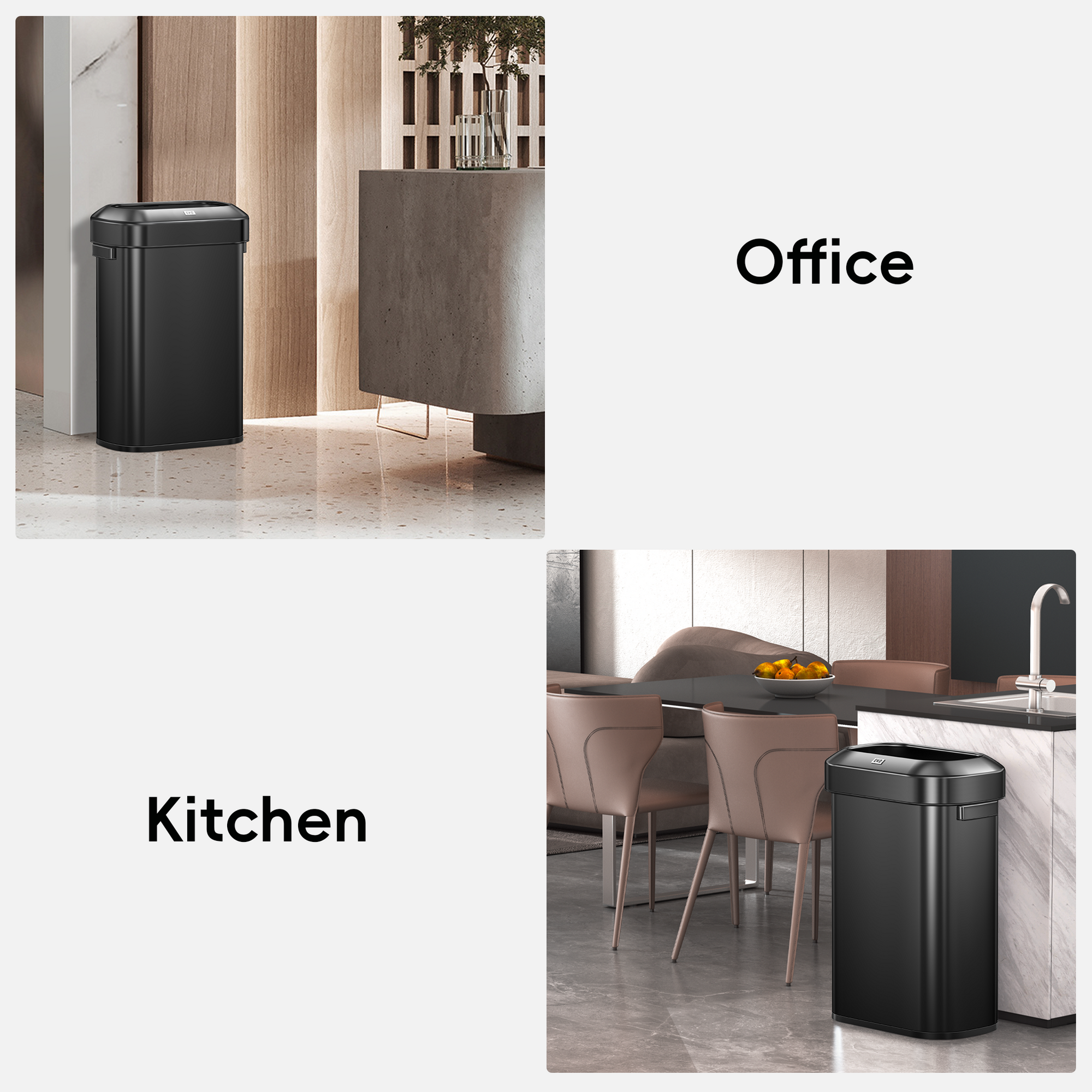 Urban Slim Open Top Can Commercial Grade - 90L / 23.7 Gal-Matte Black