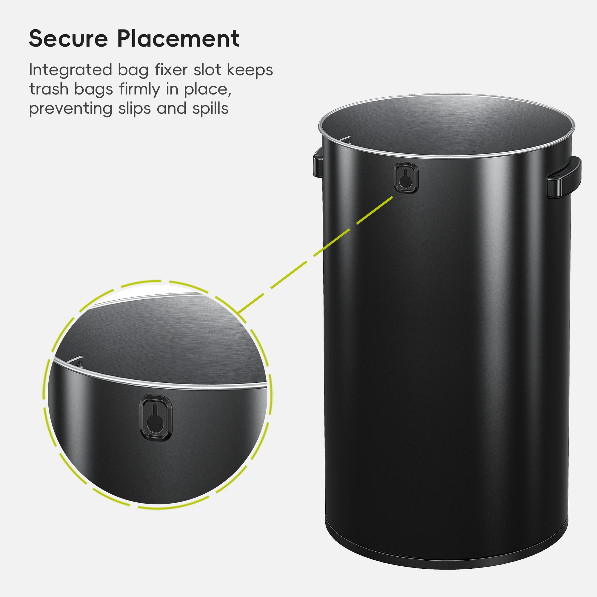 Urban Round Open Top Can Commercial 90L / 23.7 Gal - Black Stainless Steel
