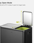 EcoCasa Dual Compartment 30L+20L Step Recycling Can - Matte Black