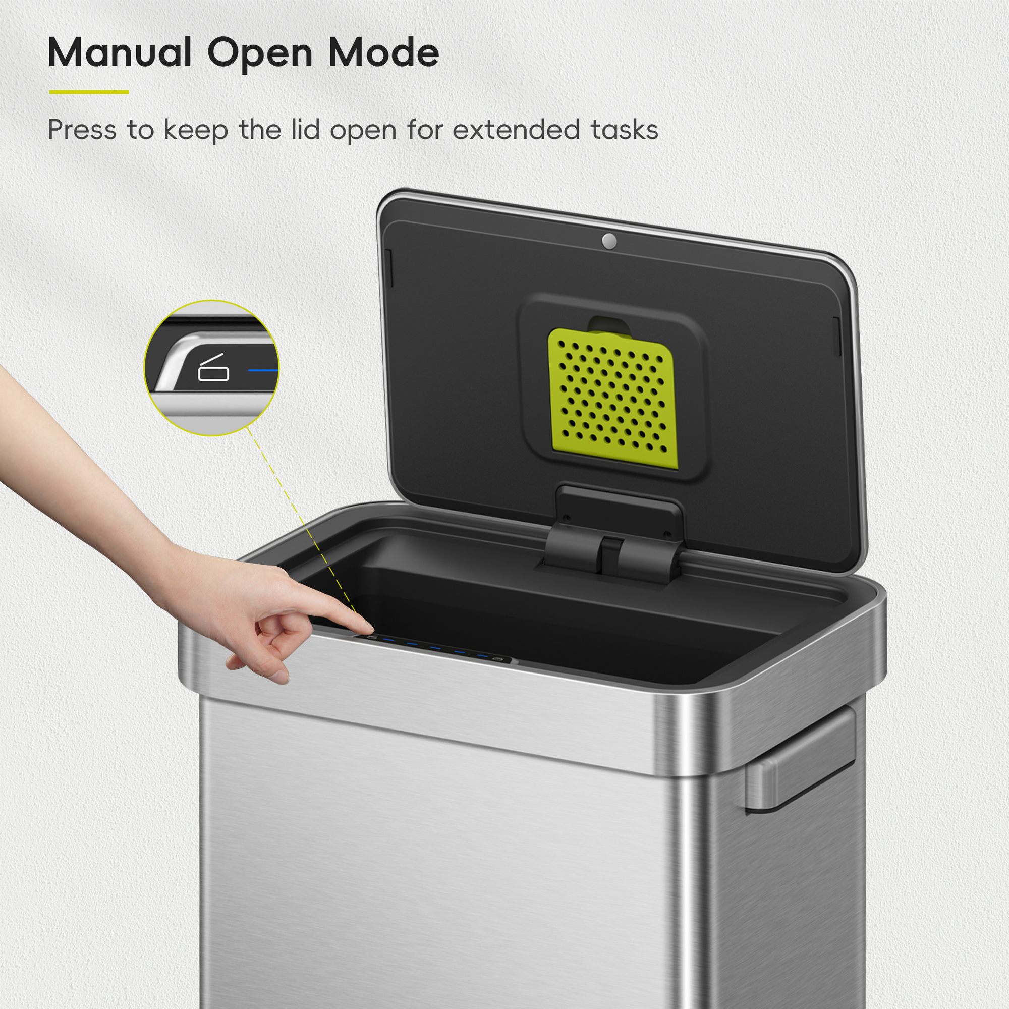 Deluxe Mirage-T Stainless Steel Motion Sensor Can - 50 Liter / 13.2 Gallon