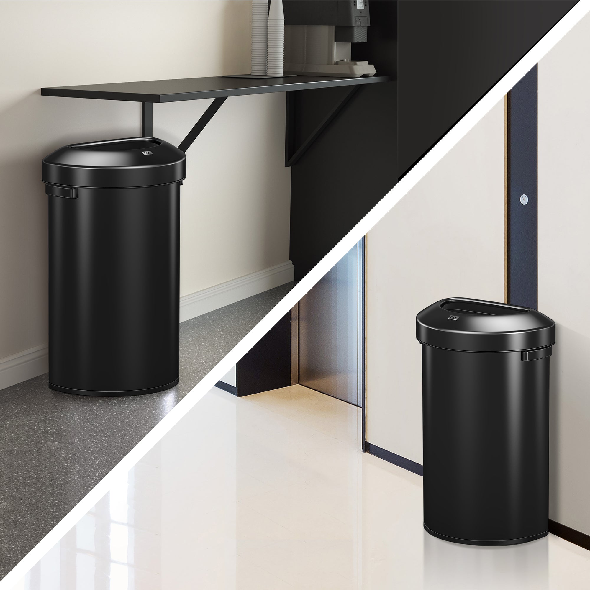 Urban Semi-Round Open Top Can Commercial Grade – 80L / 21 Gal-Matte Black