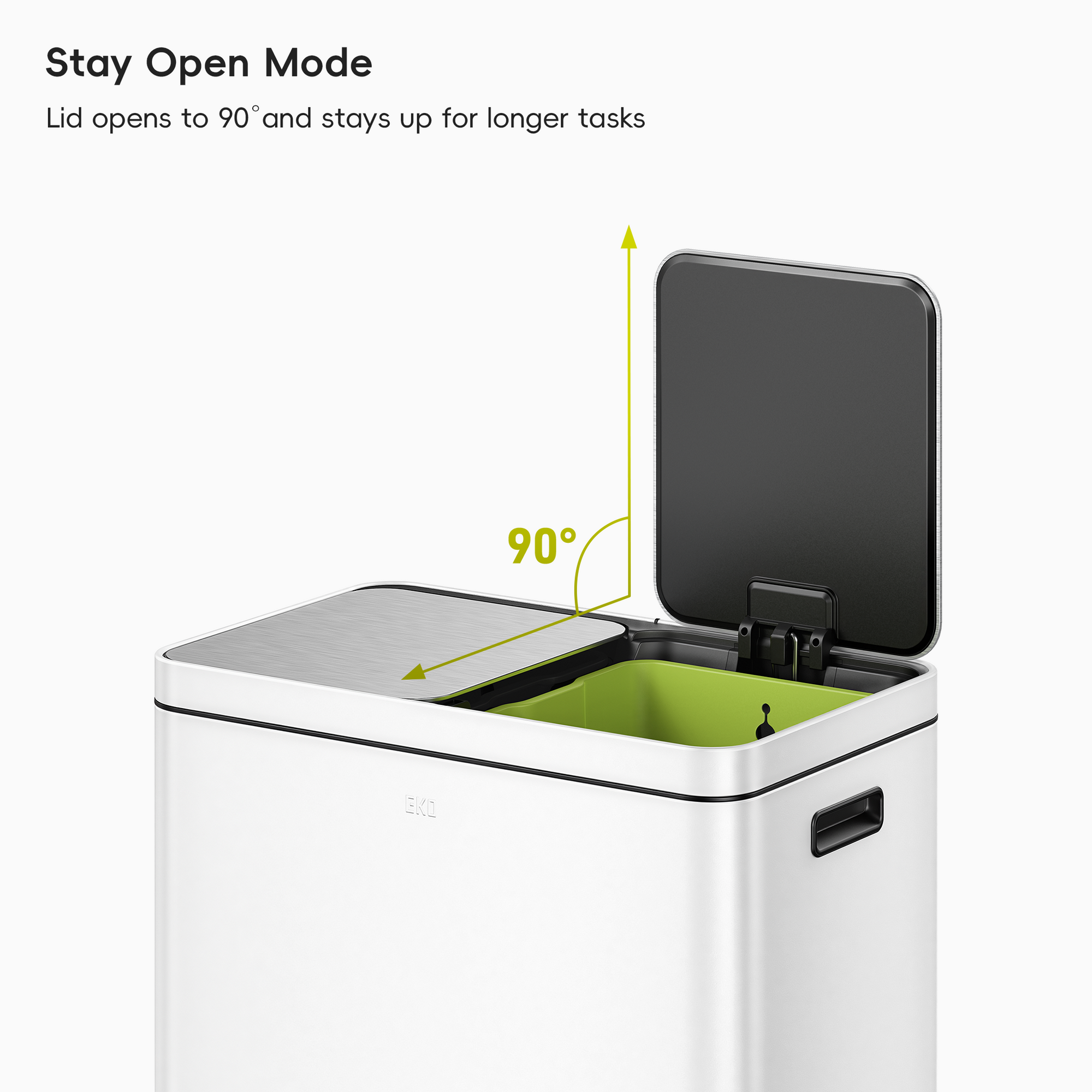 Edison 8+8 Gal Kitchen Trash Can with Dual Removable Liners-Matter White