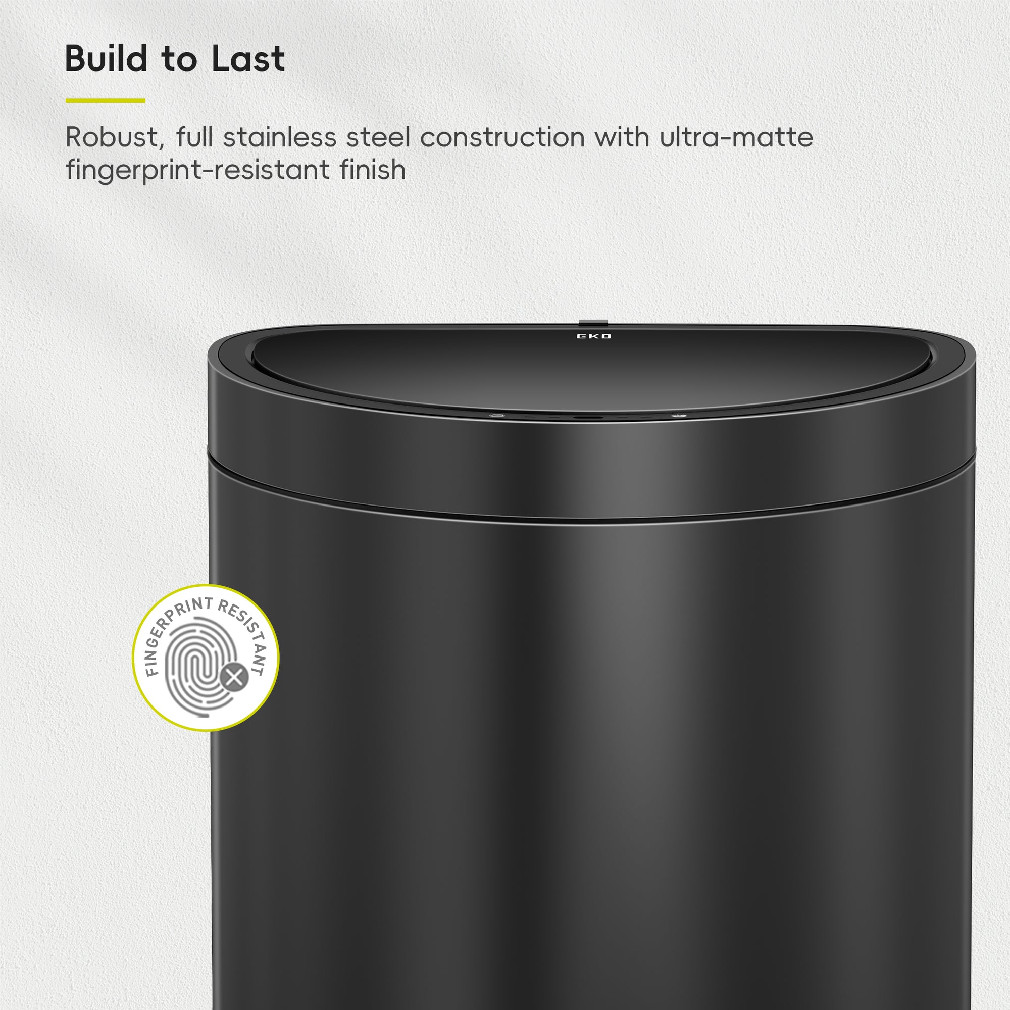 Mirage Semi-Round Motion Sensor Trash Can, 47 Liter / 12.4 Gallon, Matte Black